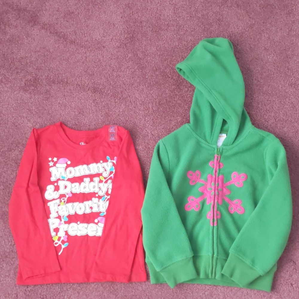 Girls Christmas Shirt & Snowflake Fleece NWT
